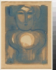 Halbfigur mit Licht auf Stirn und Brust de Oskar Schlemmer