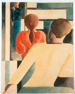 Interior em azul, amarelo e vermelho de Oskar Schlemmer