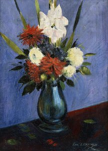 Vaso de Flores com Gladiola e Dálias; Vaso de flores com gladíolos e dálias de Oskar Schlemmer