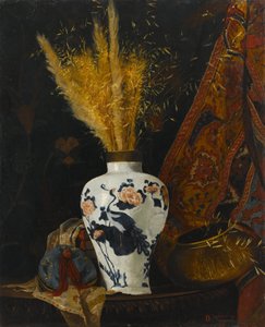 Flores em um vaso branco, flores em um vaso branco de Osman Hamdi Bey