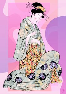 Geisha elegante ajoelhada de Osvaldo Russo