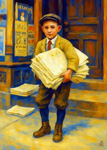 Retrato vintage de um jornaleiro de Osvaldo Russo