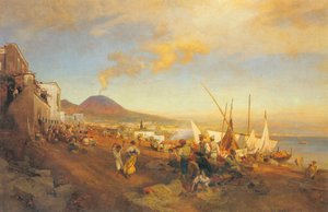 Alemão: Na praia em Nápoles de Oswald Achenbach