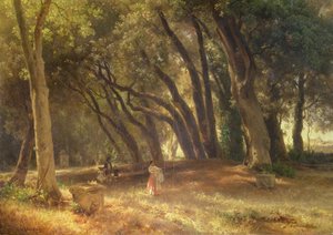 No Jardim da Villa Borghese (óleo sobre tela) de Oswald Achenbach