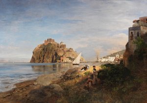 Oswald Achenbach Ischia com vista para o Castello Aragonese 1880 de Oswald Achenbach