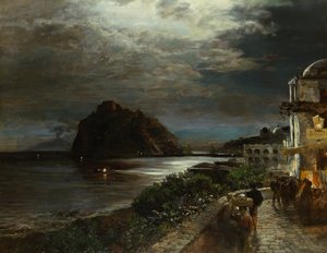O Castelo Aragonês Ischia (óleo sobre tela) de Oswald Achenbach