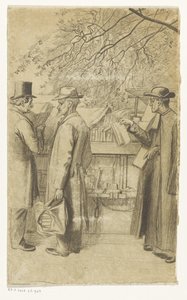 Pessoas em frente de uma banca de livros num cais em Paris de Oswald Heidbrinck