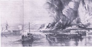 A queda de Sebastopol e a retirada dos russos, 8 de setembro de 1855, ilustração das Batalhas Britânicas na Terra e no Mar, 1915 de Oswald Walters Brierly
