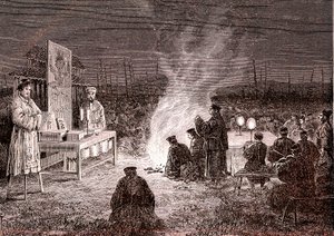 Cerimónia fúnebre em Sou -Tcheou, China. 1874 (gravura) de Oswaldo Tofani