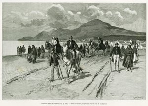 Os ilhéus vão à missa. Gravado por Tofani, para ilustrar a história Trois mois en Irlande, em 1889, por Marie anne de Bovet, no tour du monde 1890, dirigido por Edouard Charton (1807-1890), Hachette, Paris. de Oswaldo Tofani