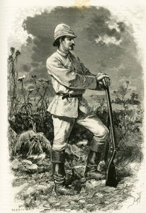 Retrato do Dr. Emile Holub, num fato de exploração, gravado por Tofani, para ilustrar a história "Au pays des Marutses", em 1875-1879, pelo Dr. Emile Holub (1847-1902). Publicado no Tour du monde, 2º semestre de 1883, editado por Edouard Charton (1807-1890 de Oswaldo Tofani