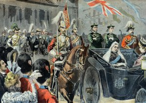 Jubileu de Diamante da Rainha Vitória, o cortejo nas ruas de Londres em 1897 (Gravura) de Oswaldo Tofani