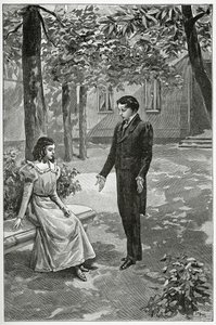 Victor Hugo, declarando seu amor a Adèle Foucher, século XIX (gravura bw)