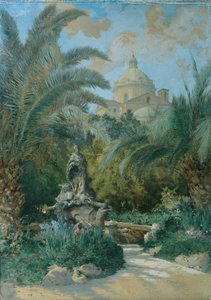 Vista da embaixada em Roma: vista do jardim com a cúpula à direita de Othmar Brioschi