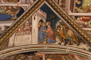 Detalhe da caixa-forte: Reunião de Anna e Joachim na porta dourada de Jerusalém