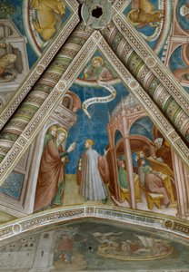 Santo Agostinho é enviado por sua mãe Monique para estudar em Thagaste (Fresco
