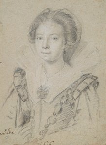 Retrato de uma jovem senhora da Casa de Anjou de Ottavio Leoni