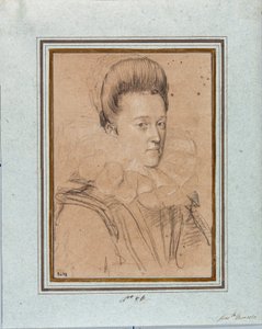 Retrato de Eleonore de Medicis (Eleonora de Medici) (1567-1611) Esposa de Vicente I de Gonzague, Duque de Mântua (Vincenzo I Gonzaga, Duque de Mântua) (1562-1612) Desenho de Ottavio Leoni (1578-1630) Genes, Musei di Strada Nuova, inv 2432