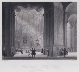 Igreja Católica, Dresden (gravura) de Otto (after) Wagner