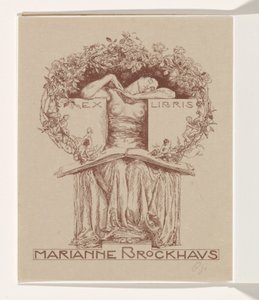 Ex libris por Marianne Brockhaus de Otto Greiner (signed by artist)