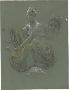 Mulher jovem elegante em cortinas clássicas