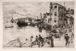 Gravuras de Veneza: Castello Quarters, Riva, século XIX.