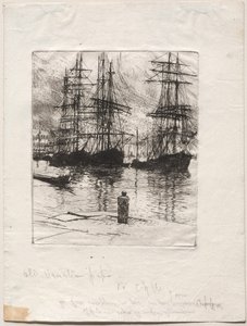 Três navios, Veneza, 1880. de Otto H. Bacher