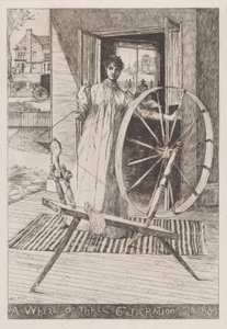 Na roda de fiar, c. 1884.