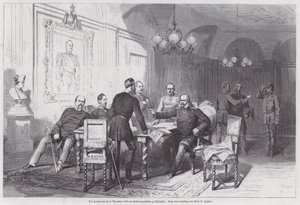 Comandantes do exército prussiano com um conselho de guerra em Versalhes, Guerra Franco-Prussiana, 6 de Dezembro de 1870 (gravura) de Otto Johann Heinrich Heyden