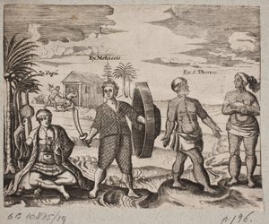 Nativos, incluindo um guerreiro das Molucas de Otto Koch