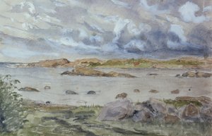 Esboço Mar e Paisagem (aguarela e lápis sobre papel)