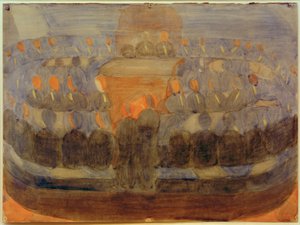 Preparação (adoração na sala de jantar). Estudo (composição geral) de Otto Meyer Amden