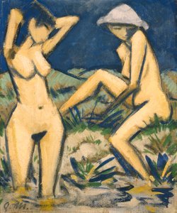 Banhistas, c.1920 (óleo sobre tela) de Otto Mueller