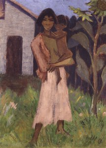 Cigano em pé com crianças; Cigano em pé com criança, 1927 de Otto Mueller