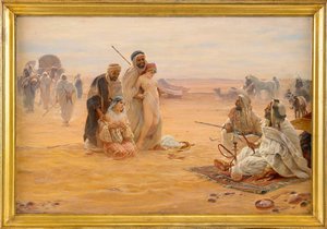 Le marche aux esclaves - O Mercado dos Escravos - Pintura de Otto Pilny (1866-1936), Óleo sobre tela 1910 (80x120cm) - Coleção Particular