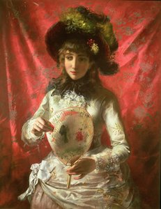 Menina, com, um, ventilador de Otto Rudolf Hessler