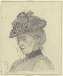 Retrato de Luise Scholderer com chapéu de Otto Scholderer
