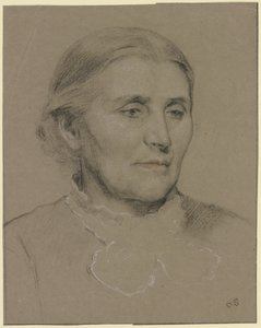 Retrato de uma senhora idosa voltada para a direita de Otto Scholderer