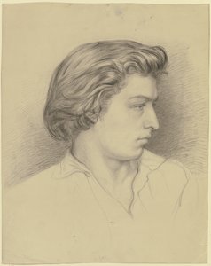 Retrato de um jovem de perfil virado para a direita de Otto Scholderer