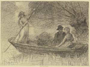 Casal numa barcaça de Otto Scholderer