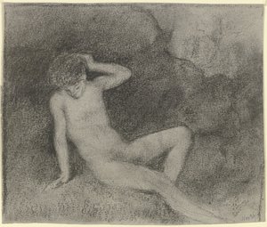 Jovem nu reclinado numa paisagem (Narciso?) de Otto Scholderer