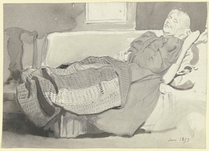 Luise Scholderer a dormir no sofá de Otto Scholderer