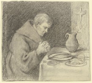Monge durante a oração de graças de Otto Scholderer