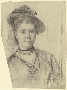 Retrato de uma senhora com chapéu de Otto Scholderer