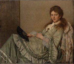 Retrato da mulher do artista na otomana de Otto Scholderer