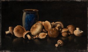 Natureza-morta com vaso azul e cogumelos de Otto Scholderer