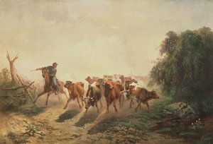 Drover da união com gado para o exército, 1860 de Otto Sommer