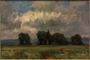 Paisagem de álamo escuro com papoulas de Otto Ubbelohde