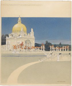 Igreja de São Leopoldo no Steinhof, projeto para concurso, perspetiva de Otto Wagner