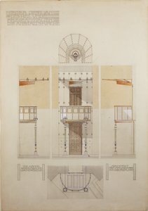 Esboço para o púlpito da igreja de Steinhof, o hospital central de Viena para doentes mentais ... de Otto Wagner